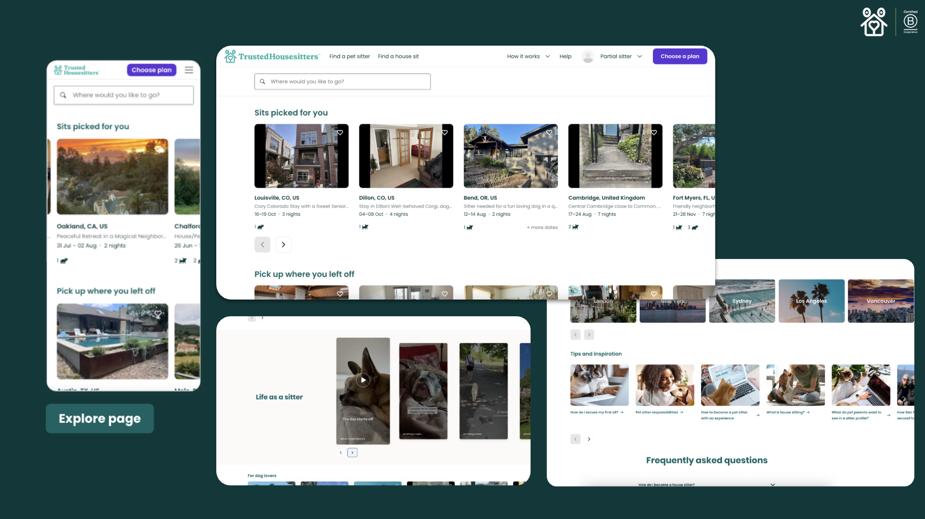 Explore page — personalised discovery across web and app
