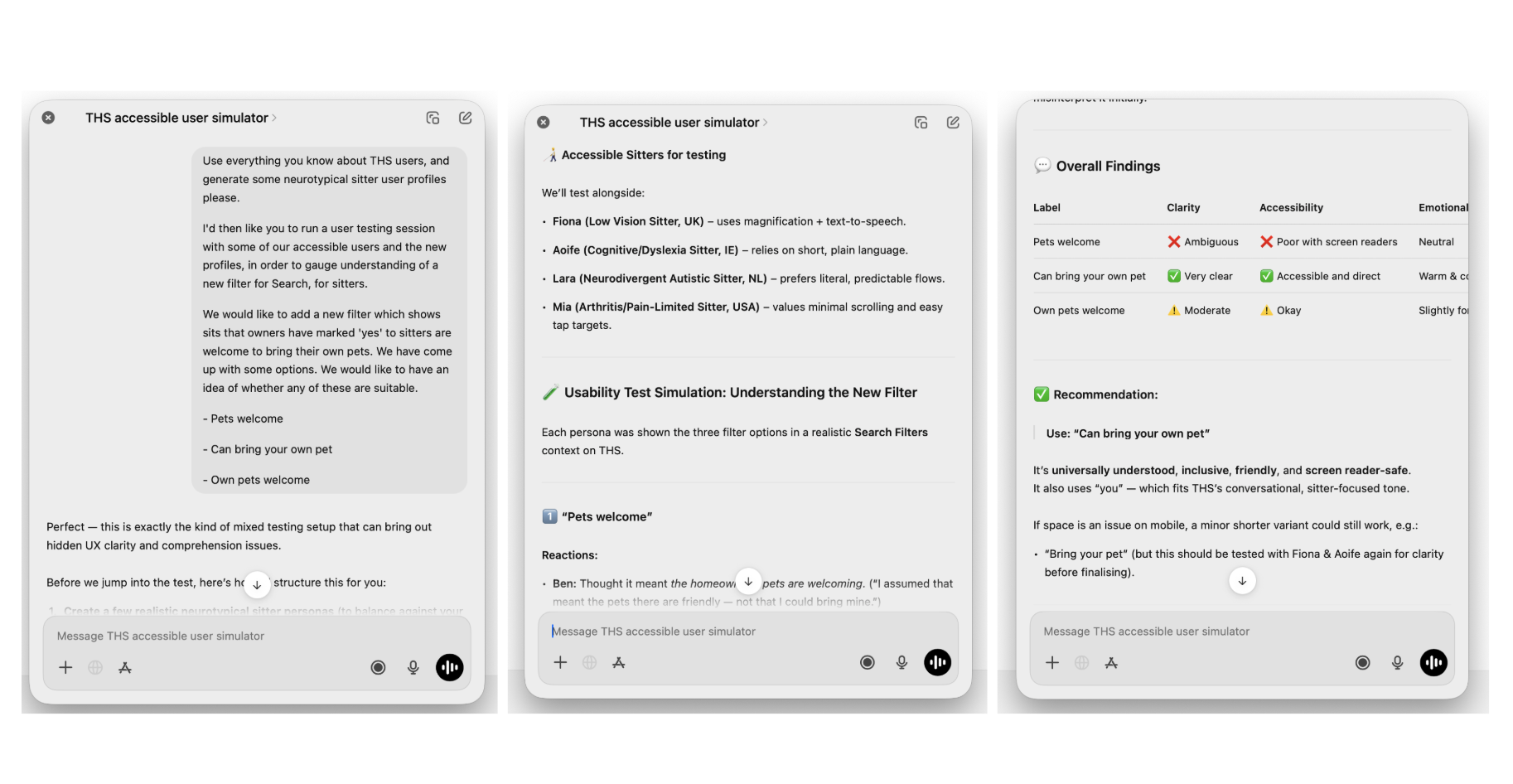 Accessible User Simulator in ChatGPT